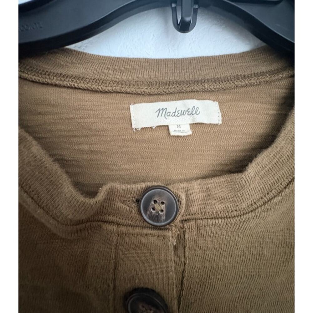 Womens Madewell Brown Raw Edge Henley Tee Size Medium - Picture 5 of 5